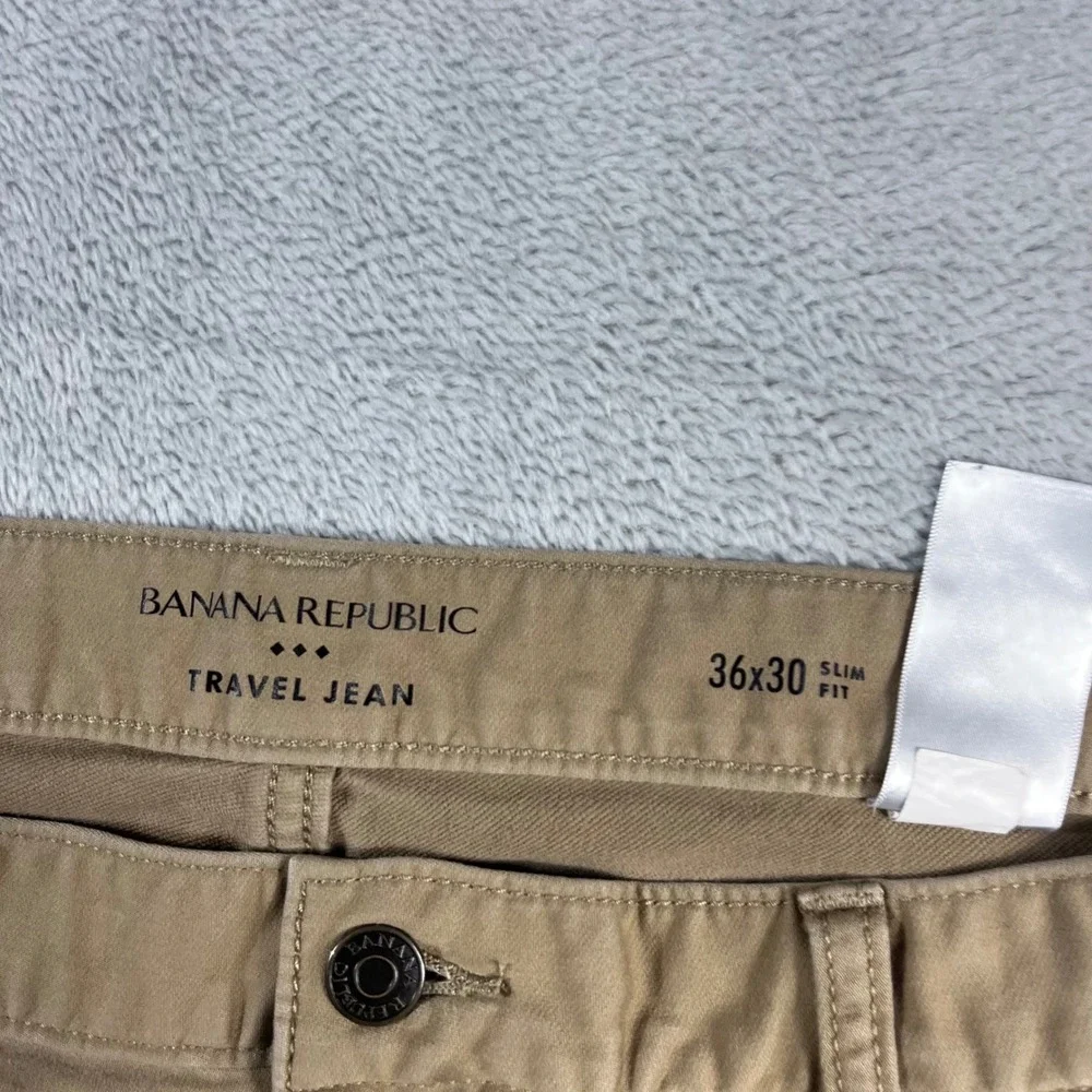 Banana Republic Travel Jean Mens 36x30 Slim Fit Khaki Tan Pants 5-Pocket